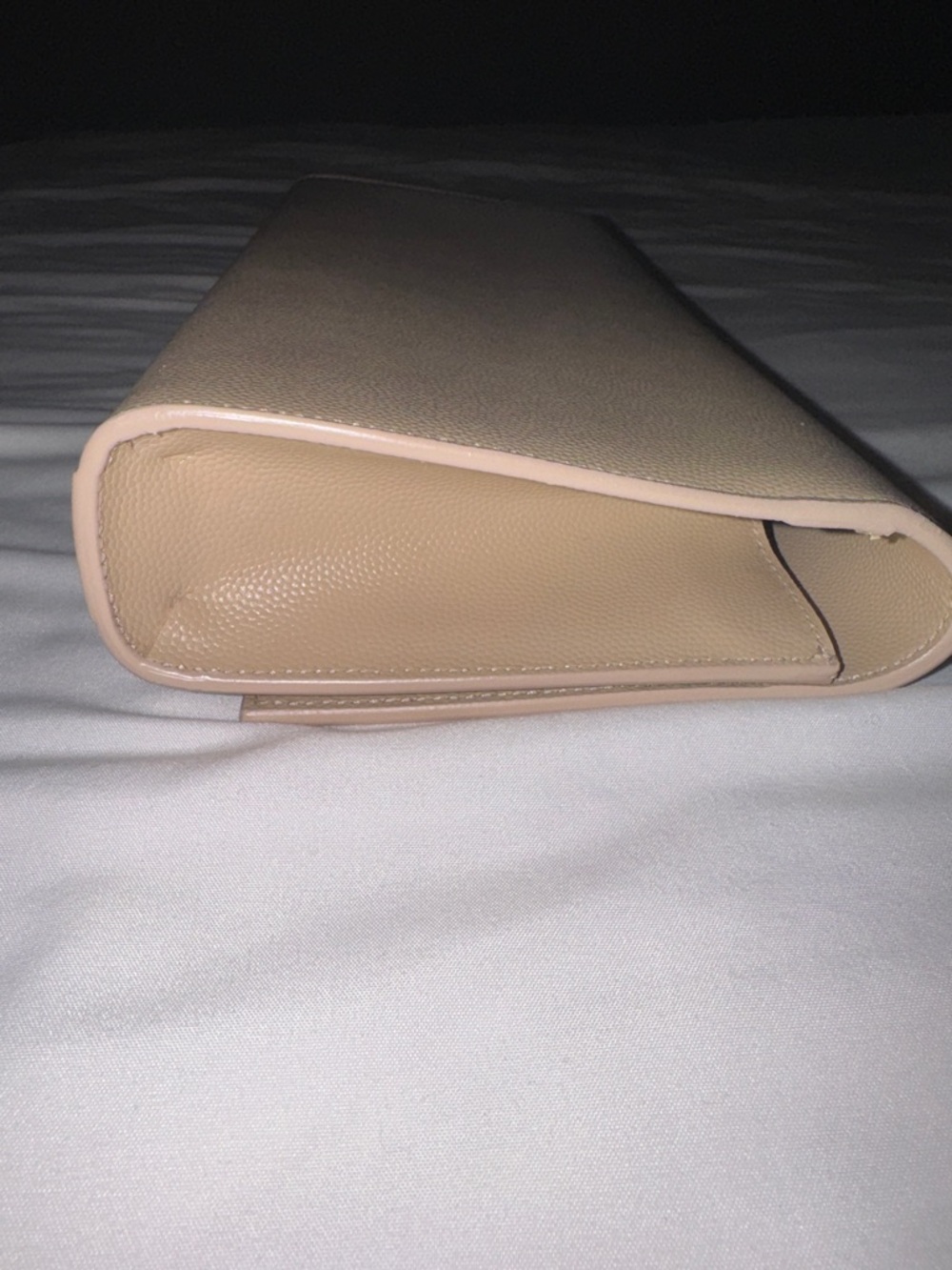 Saint Laurent Beige Leather YSL Monogram Clutch with Gold Hardware - Picture 4 of 7
